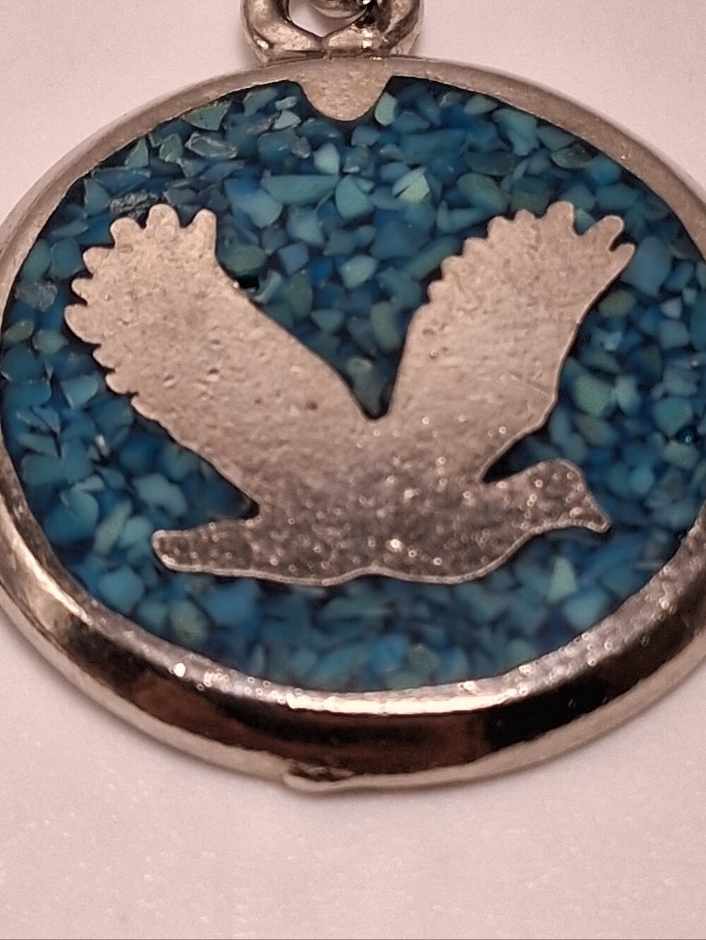 Vintage Native American style pendant necklace featuring a striking flying eagle